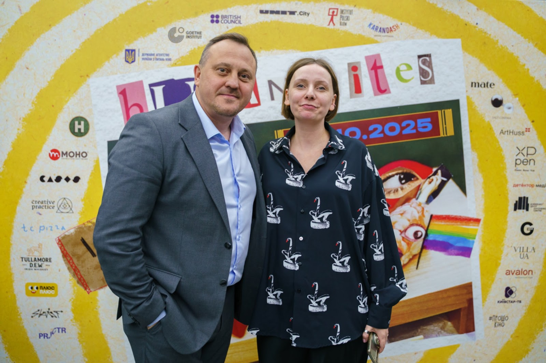 Голова Держкіно Андрій Осіпов та директорка фестивалю LINOLEUM Анастасія Верлінська 